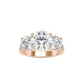 SKU: 0120 (18K) Vintage Triple-Diamond Engagment Ring in Rose Gold.