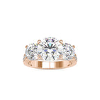 SKU: 0120 (22K) Vintage Triple-Diamond Engagment Ring in Rose Gold.