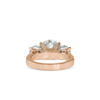 SKU: 0120 (10K) Vintage Triple-Diamond Engagment Ring in Rose Gold.