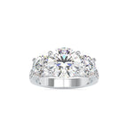 SKU: 0120 (22K) Vintage Triple-Diamond Engagment Ring in Rose Gold.