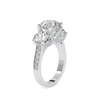 SKU: 0120 (22K) Vintage Triple-Diamond Engagment Ring in Rose Gold.