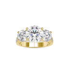 SKU: 0120 (18K) Vintage Triple-Diamond Engagment Ring in Rose Gold.