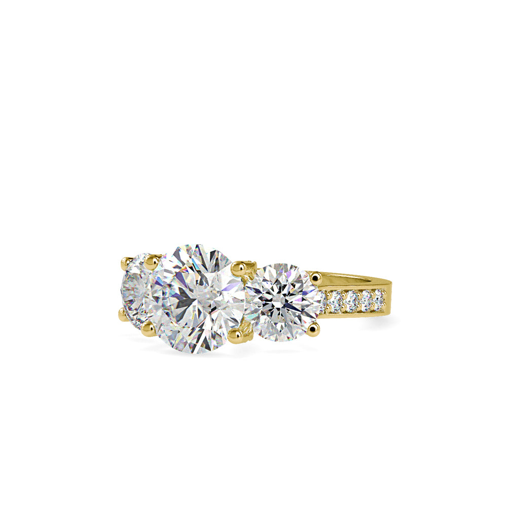 SKU: 0120 (18K) Vintage Triple-Diamond Engagment Ring in Rose Gold.