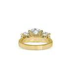 SKU: 0120 (22K) Vintage Triple-Diamond Engagment Ring in Rose Gold.