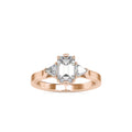 SKU: 0121 (14K)  Emerald Three-Stone Engagment Ring in Rose Gold.