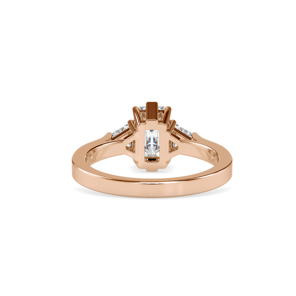 SKU: 0121 (22K)  Emerald Three-Stone Engagment Ring in Rose Gold.