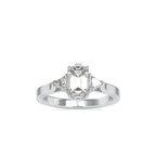 SKU: 0121 (22K)  Emerald Three-Stone Engagment Ring in Rose Gold.