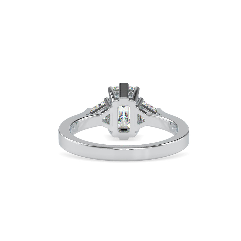 SKU: 0121 (10K)  Emerald Three-Stone Engagment Ring in Rose Gold.
