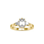 SKU: 0121 (22K)  Emerald Three-Stone Engagment Ring in Rose Gold.