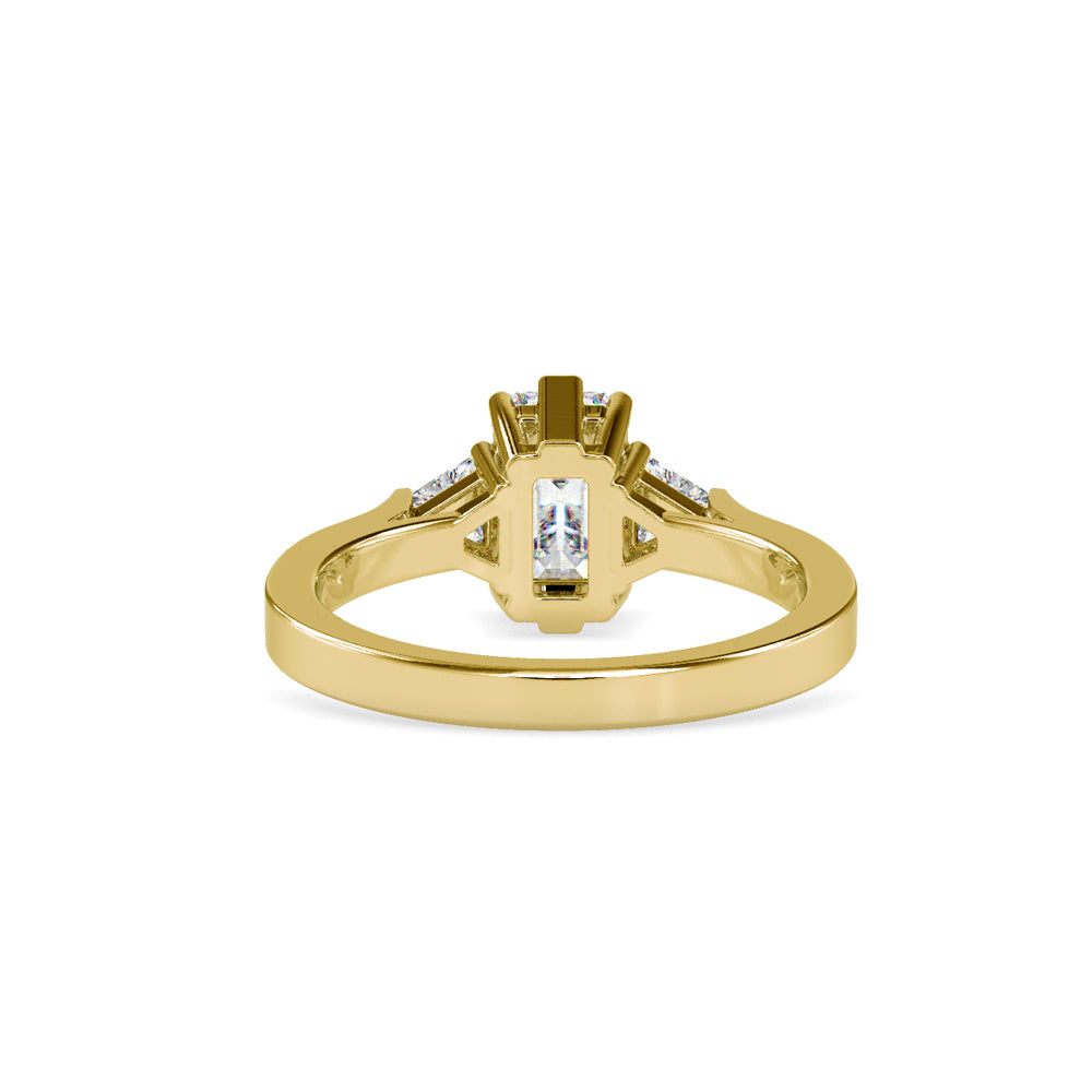 SKU: 0121 (10K)  Emerald Three-Stone Engagment Ring in Rose Gold.