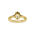 SKU: 0121 (10K)  Emerald Three-Stone Engagment Ring in Rose Gold.