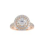 SKU: 0122 (14K) Dazzling Round Double Halo Engagment Ring in Rose Gold.