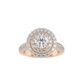SKU: 0122 (10K) Dazzling Round Double Halo Engagment Ring in Rose Gold.