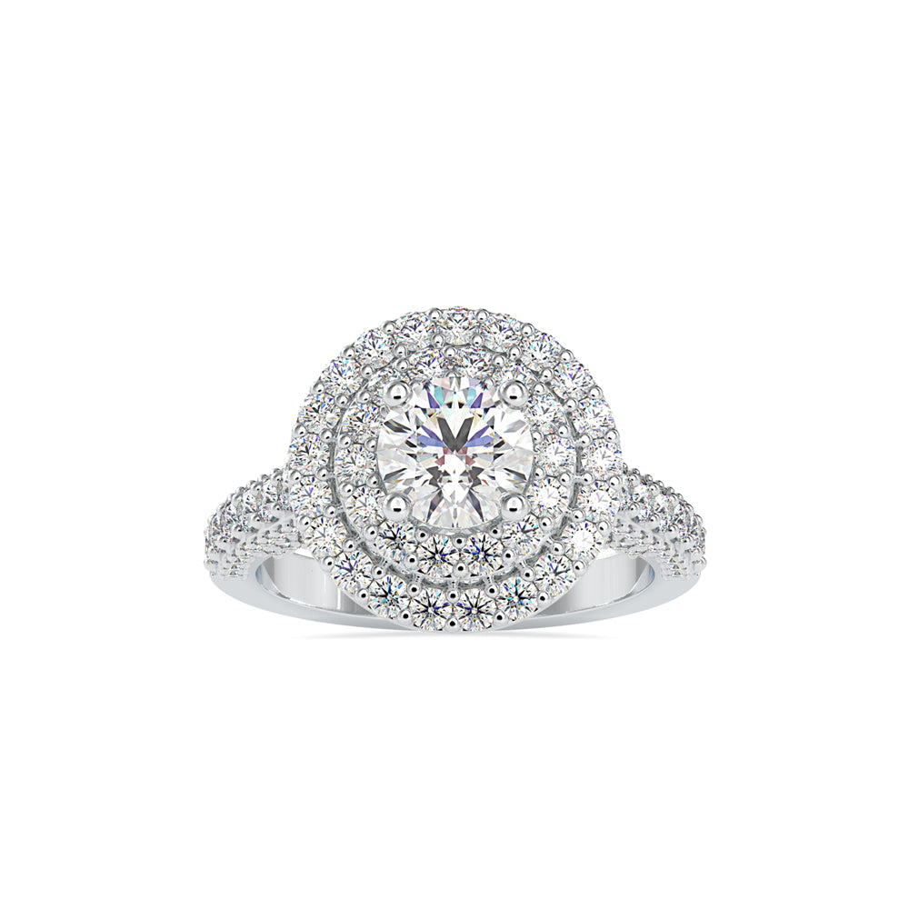 SKU: 0122 (10K) Dazzling Round Double Halo Engagment Ring in Rose Gold.