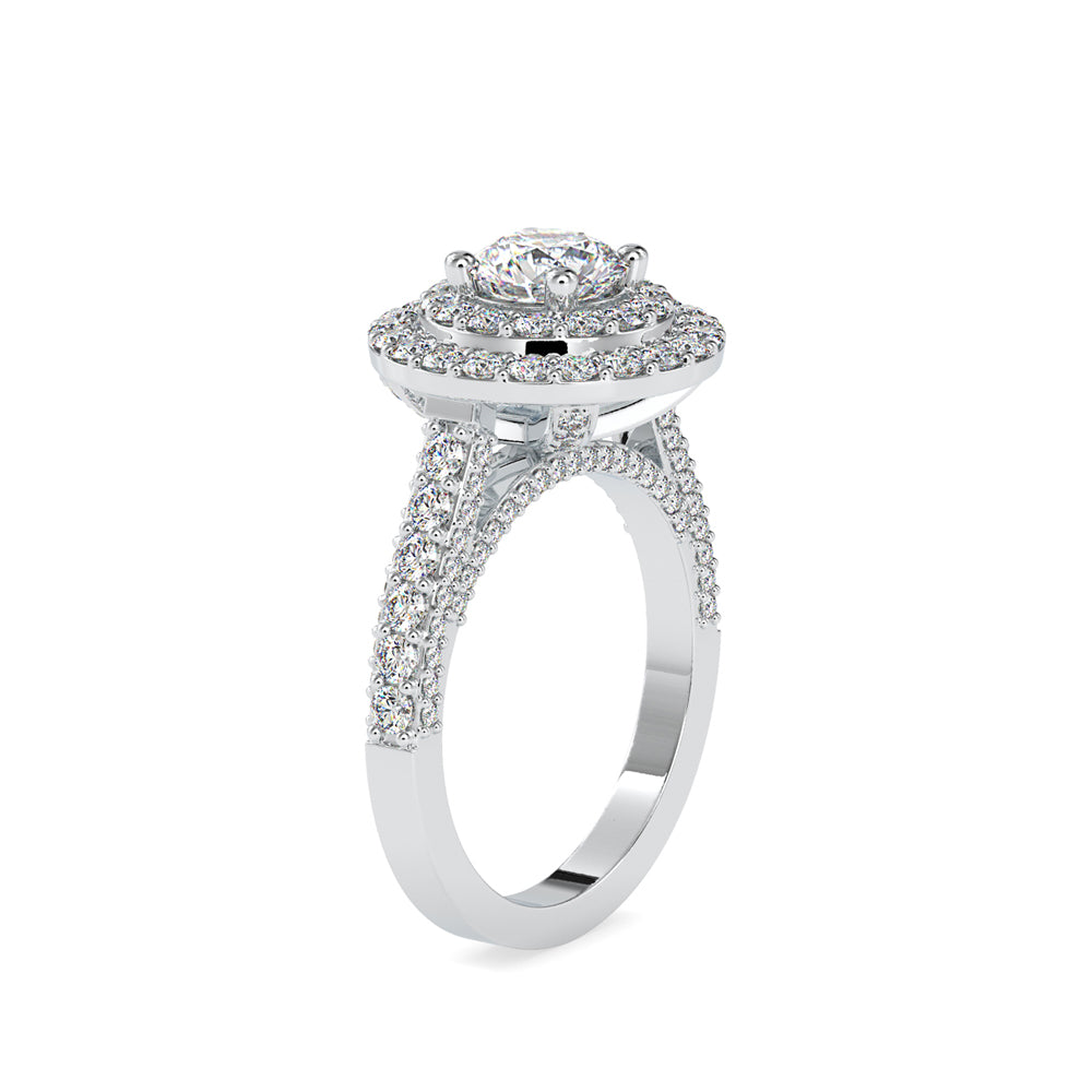 SKU: 0122 (10K) Dazzling Round Double Halo Engagment Ring in Rose Gold.