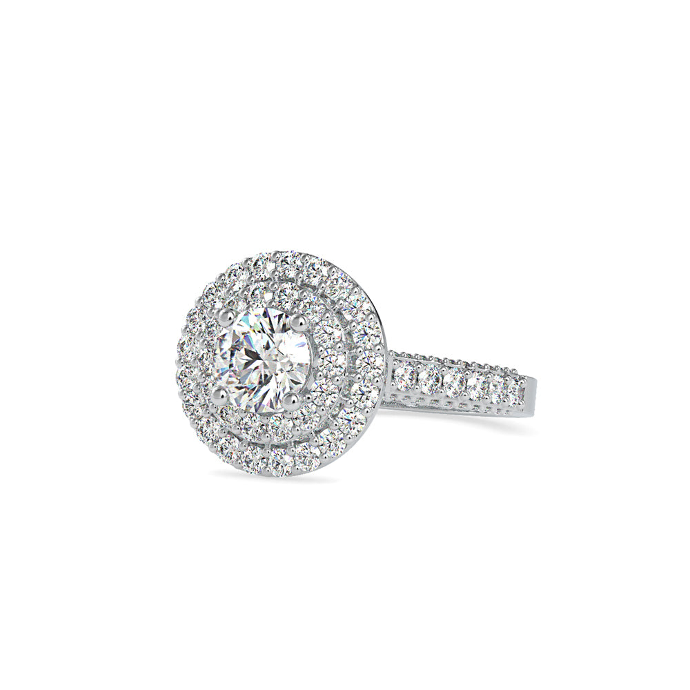 SKU: 0122 (10K) Dazzling Round Double Halo Engagment Ring in Rose Gold.
