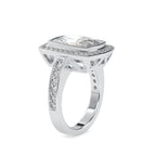 SKU: 0123 (22K) Bezel set Radiant Halo Engagment Ring in Rose Gold.