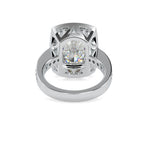 SKU: 0123 (10K) Bezel set Radiant Halo Engagment Ring in Rose Gold.