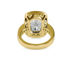 SKU: 0123 (18K) Bezel set Radiant Halo Engagment Ring in Rose Gold.
