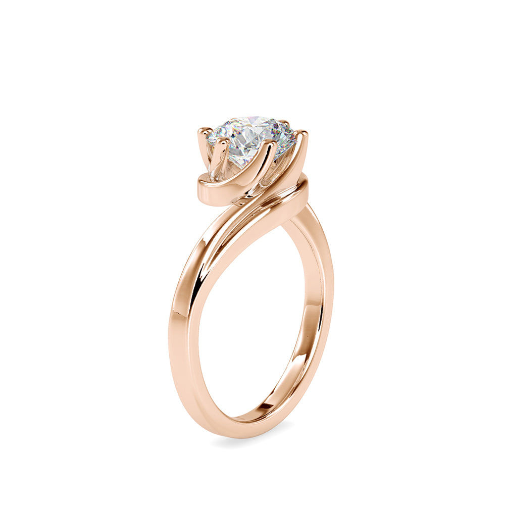 SKU: 0126 (14K) Six-Prong Solitaire Engagment Ring in Rose Gold.