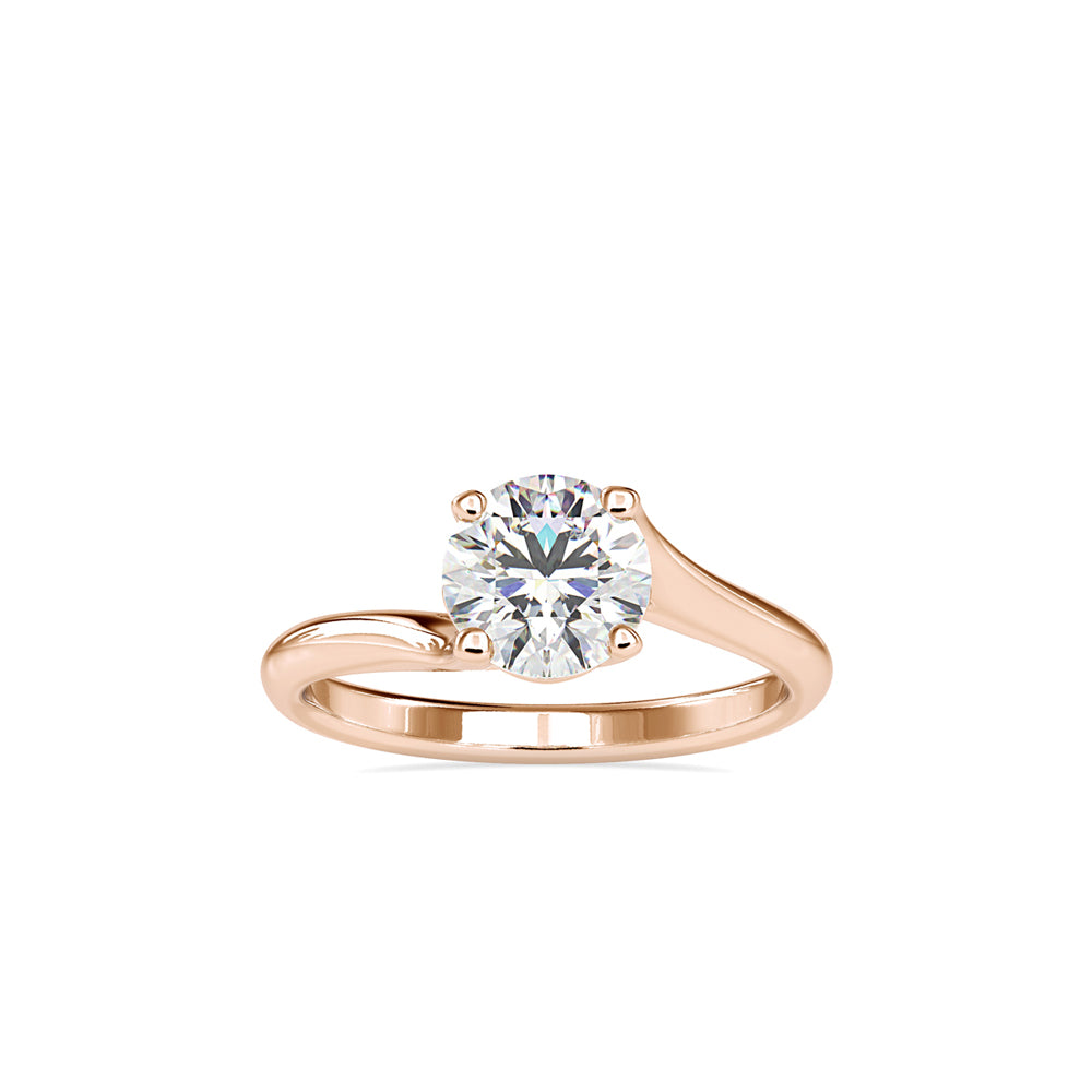 SKU: 0127 (14K) Heart-Setting Solitaire Engagment Ring in Rose Gold.