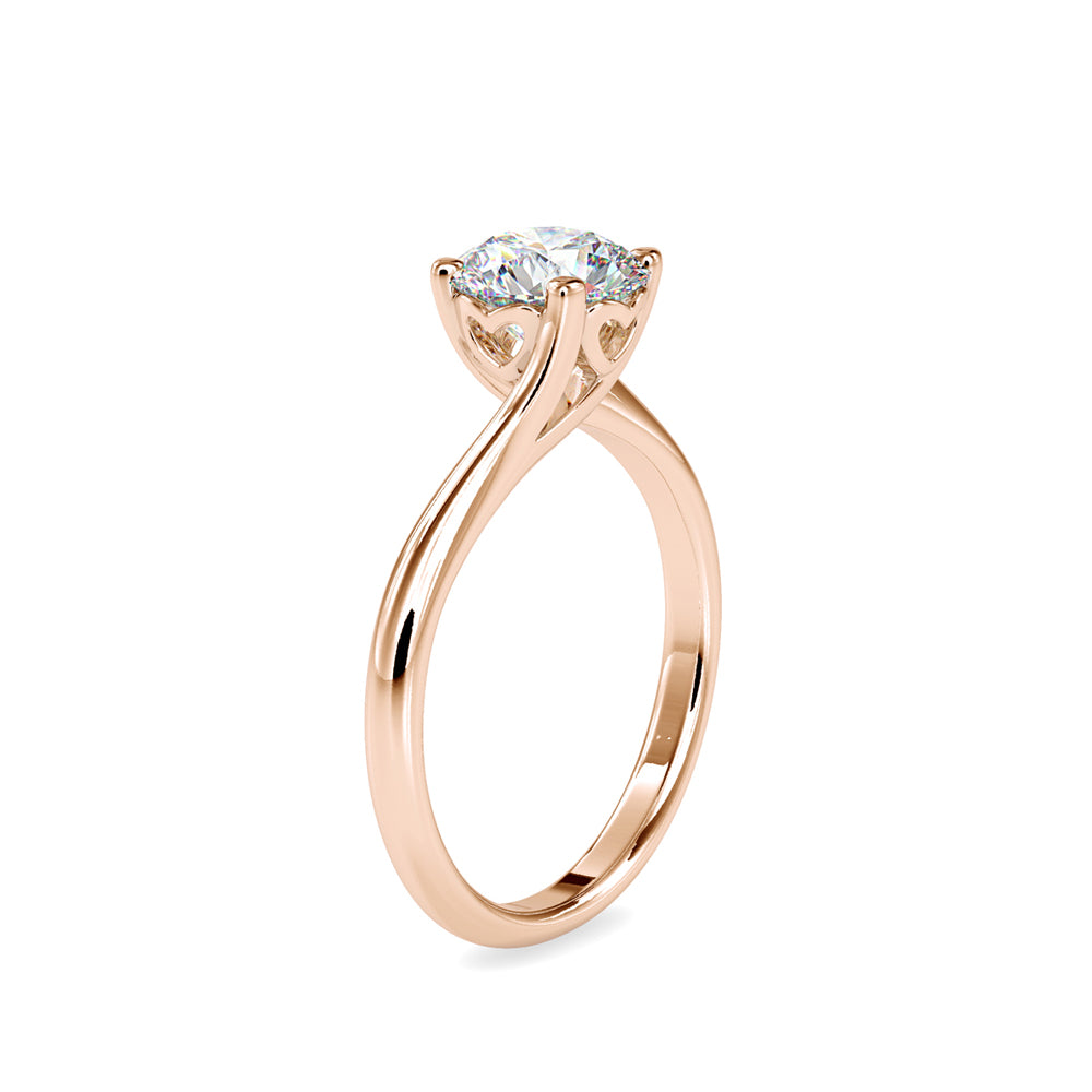 SKU: 0127 (10K) Heart-Setting Solitaire Engagment Ring in Rose Gold.