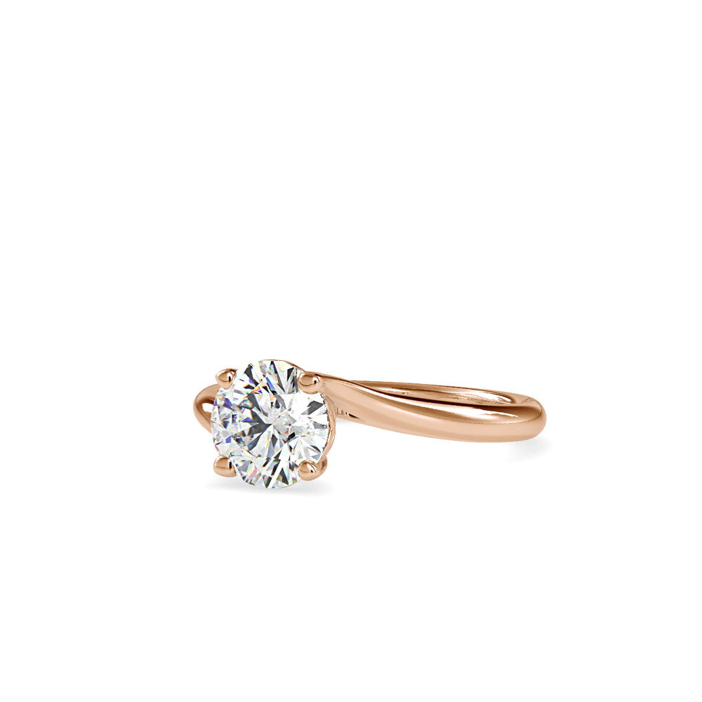 SKU: 0127 (14K) Heart-Setting Solitaire Engagment Ring in Rose Gold.
