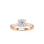 SKU: 0128 (14K) Four-Prong Solitaire Engagment Ring in Rose Gold.