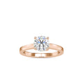 SKU: 0128 (18K) Four-Prong Solitaire Engagment Ring in Rose Gold.