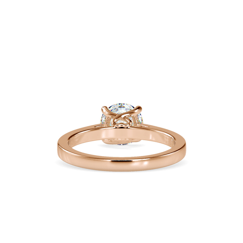 SKU: 0128 (22K) Four-Prong Solitaire Engagment Ring in Rose Gold.