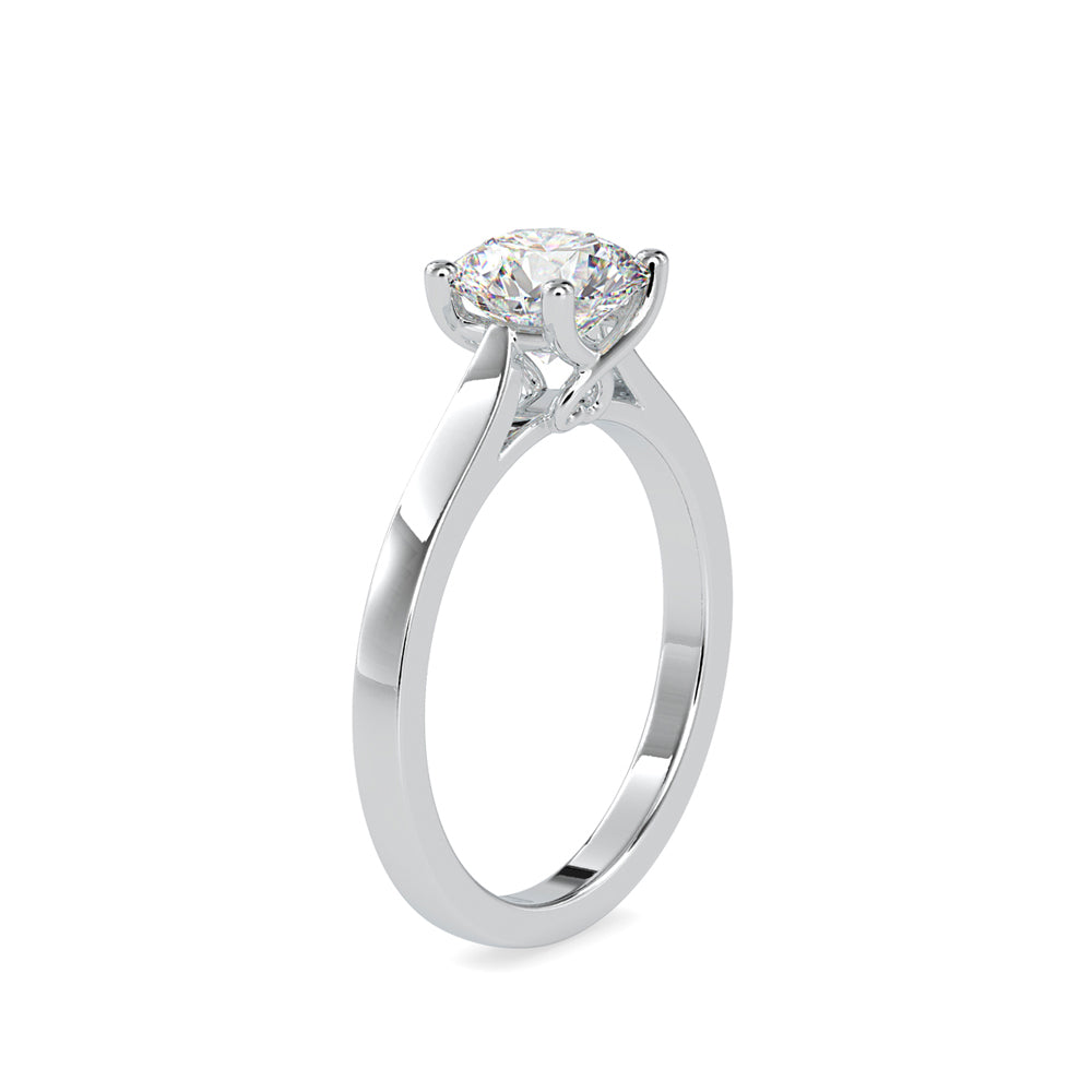 SKU: 0128 (14K) Four-Prong Solitaire Engagment Ring in Rose Gold.