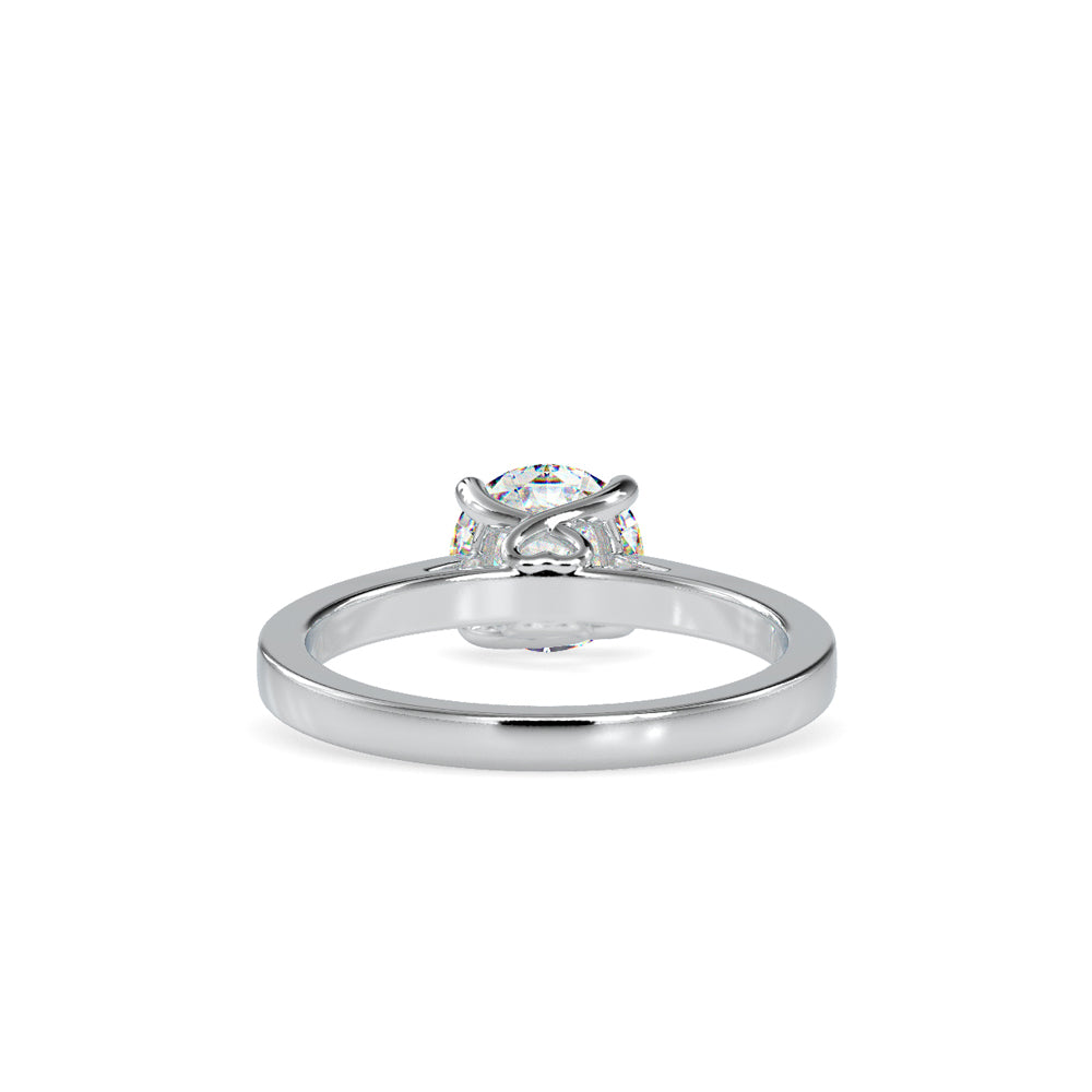 SKU: 0128 (18K) Four-Prong Solitaire Engagment Ring in Rose Gold.