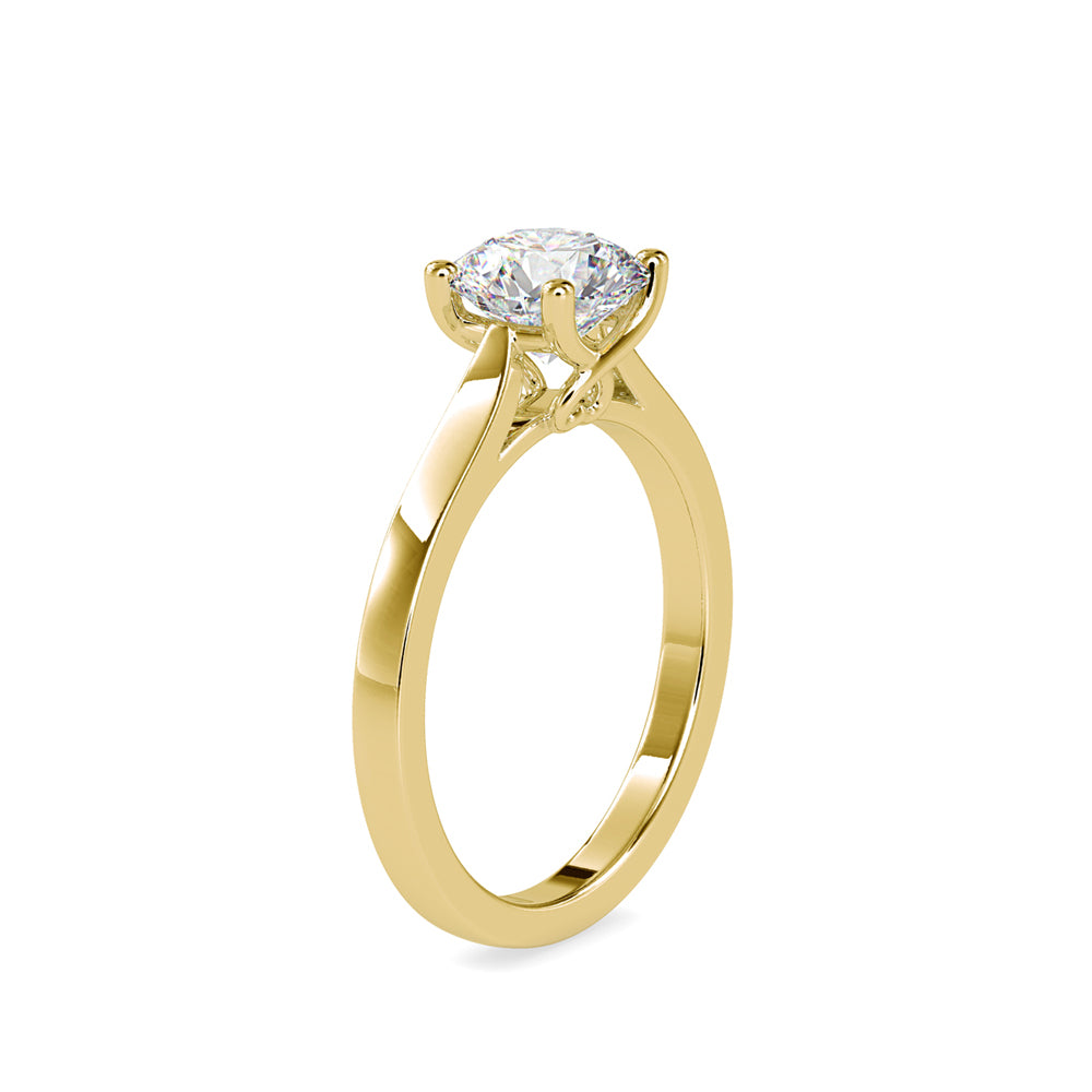 SKU: 0128 (18K) Four-Prong Solitaire Engagment Ring in Rose Gold.