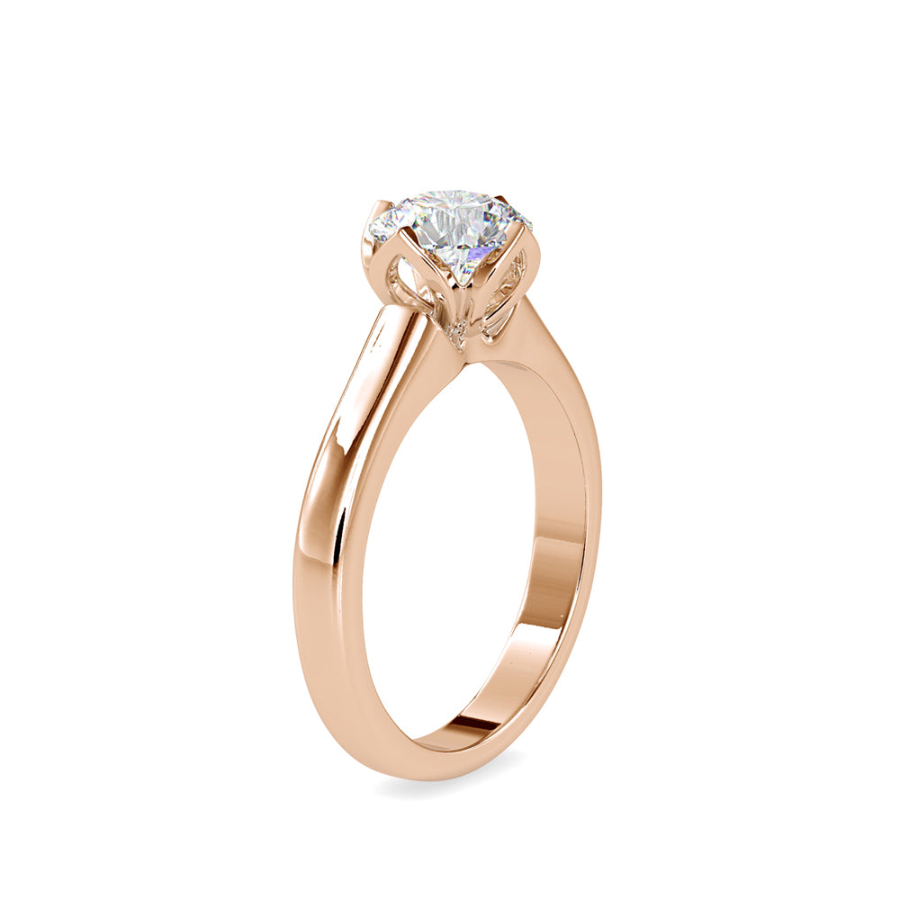 SKU: 0129 (22K) Lotus Flower-setting  Engagment Ring in Rose Gold.