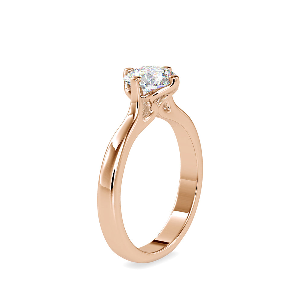 SKU: 0130 (18K) Four-Prong Solitaire Engagment Ring in Rose Gold.