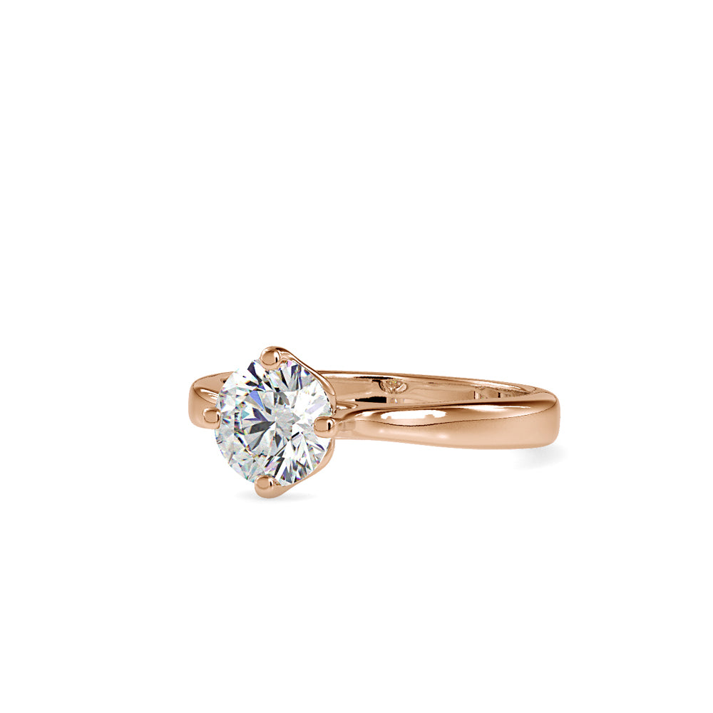 SKU: 0130 (18K) Four-Prong Solitaire Engagment Ring in Rose Gold.