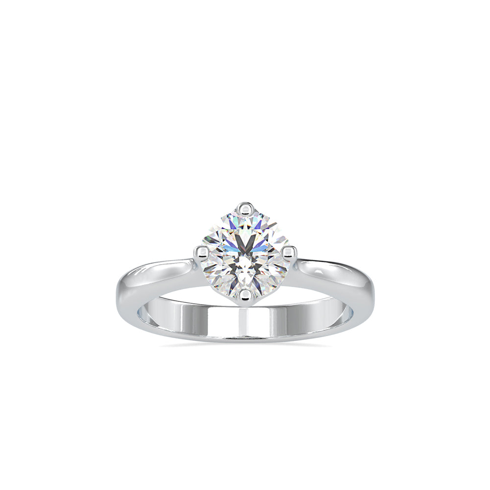 SKU: 0130 (14K) Four-Prong Solitaire Engagment Ring in Rose Gold.