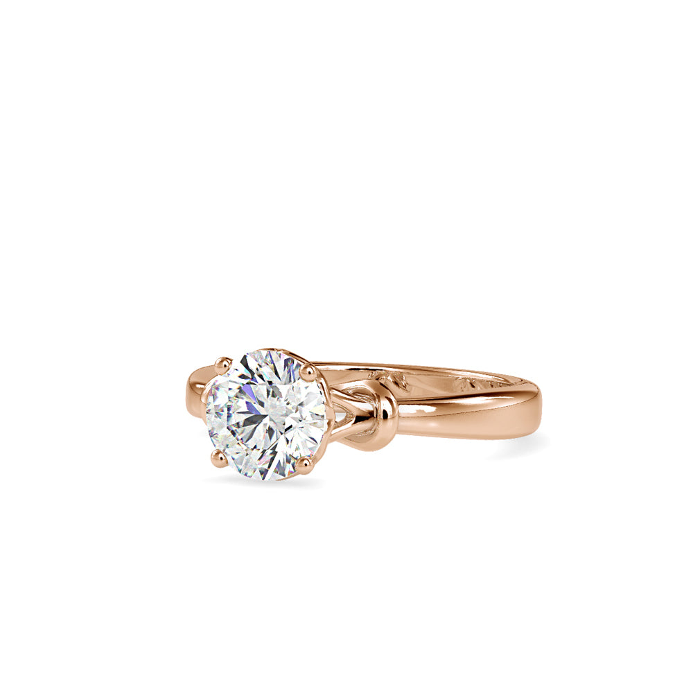 SKU: 0131 (22K) Heart-Setting Knotted Solitaire Engagment Ring in Rose Gold.