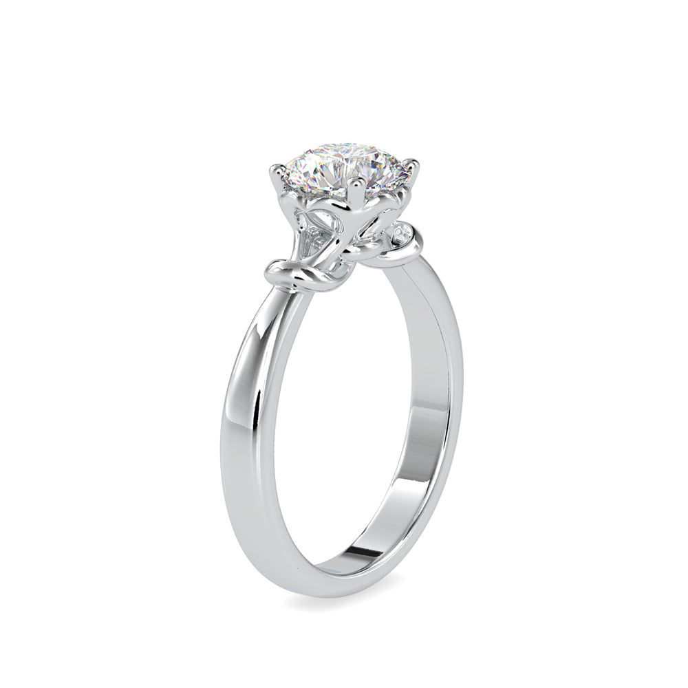 SKU: 0131 (22K) Heart-Setting Knotted Solitaire Engagment Ring in Rose Gold.