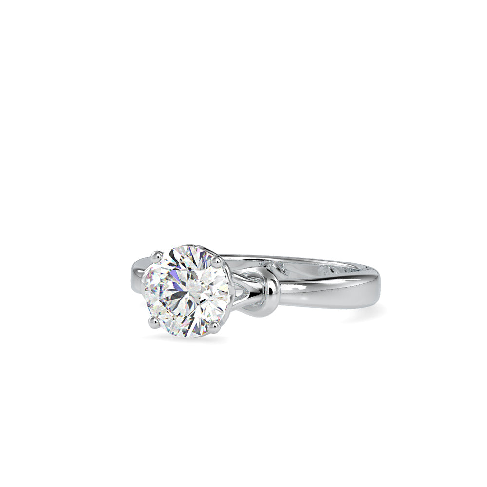SKU: 0131 (14K) Heart-Setting Knotted Solitaire Engagment Ring in Rose Gold.