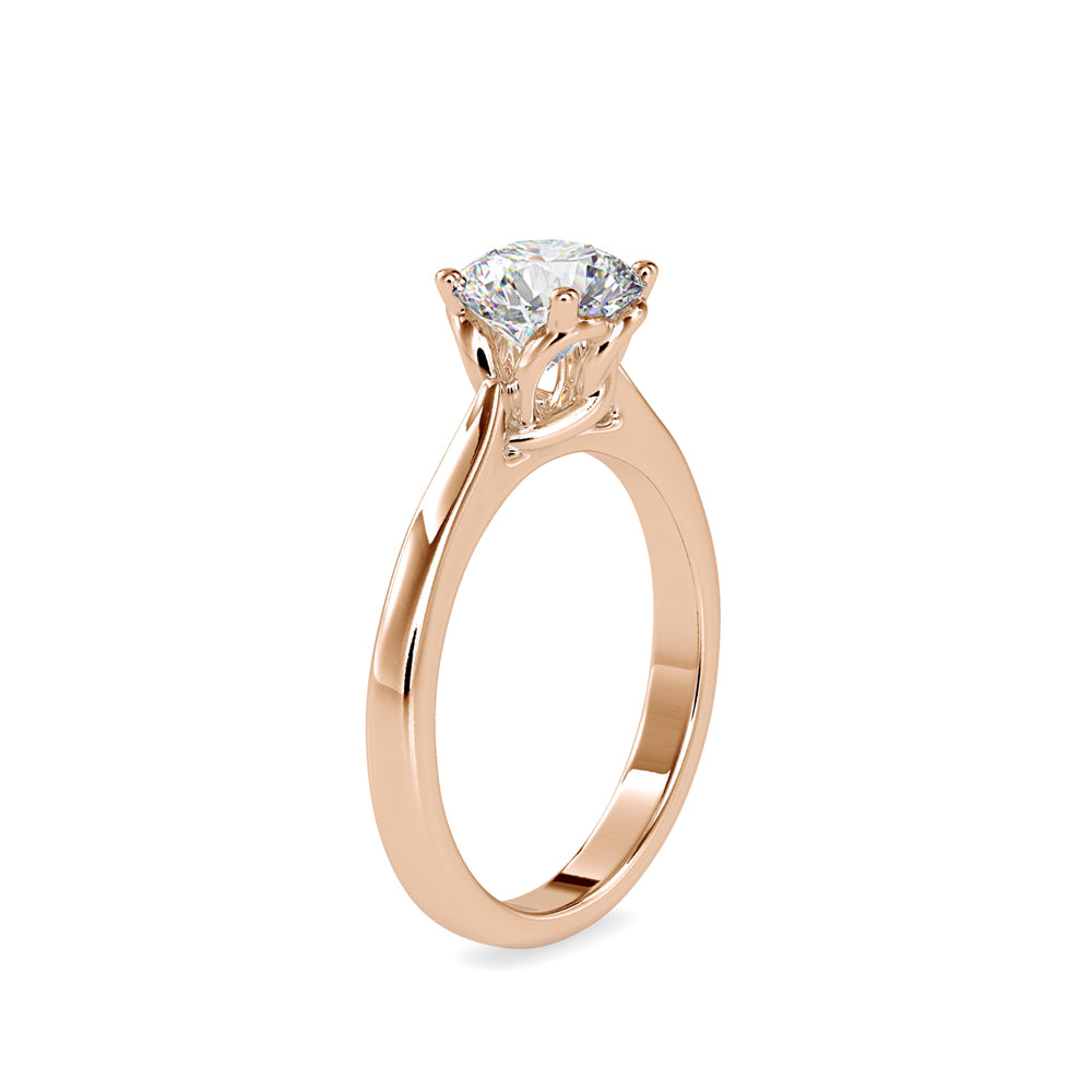 SKU: 0132 (14K) Knotted-Setting Solitaire Engagment Ring in Rose Gold.