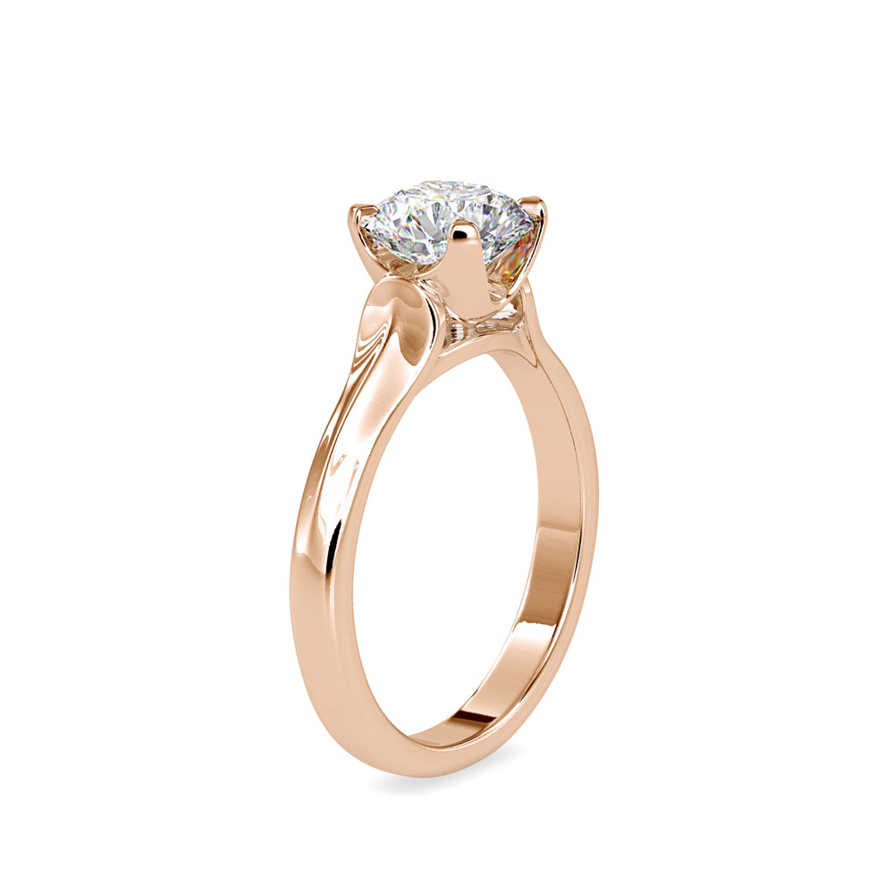 SKU: 0133 (10K) Round Fancy Shank Solitaire Ring in Rose Gold.