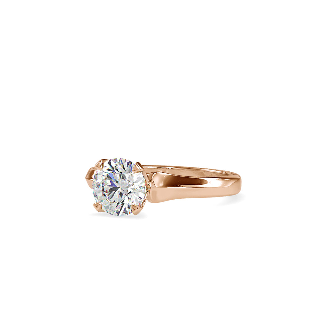 SKU: 0133 (18K) Round Fancy Shank Solitaire Ring in Rose Gold.