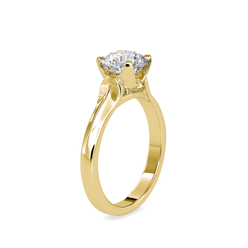 SKU: 0133 (18K) Round Fancy Shank Solitaire Ring in Rose Gold.