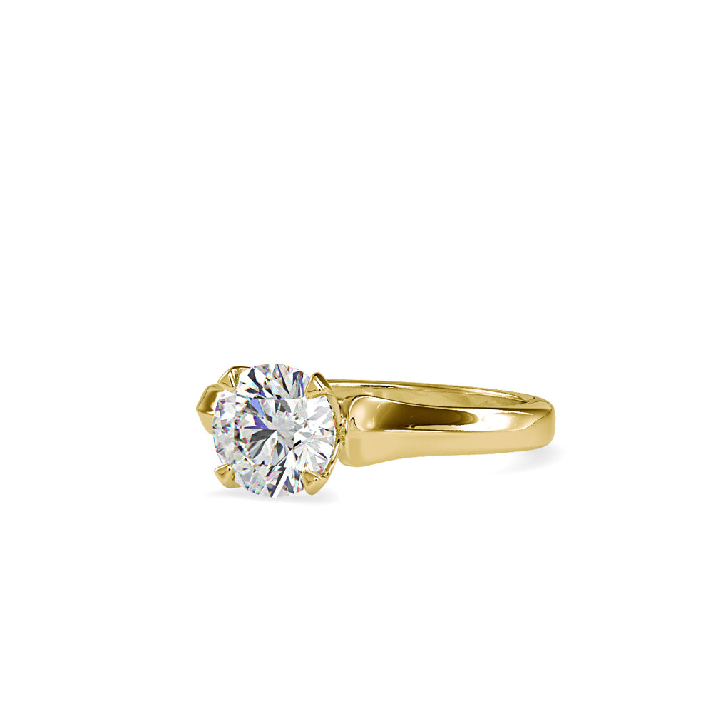 SKU: 0133 (18K) Round Fancy Shank Solitaire Ring in Rose Gold.