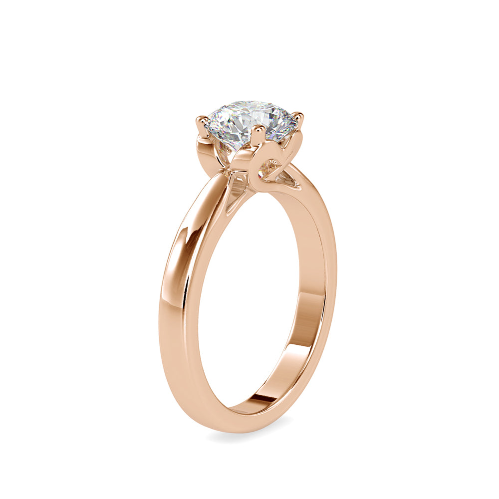 SKU: 0134 (18K) Heart-Setting Solitaire Engagment Ring in Rose Gold.