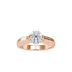 SKU: 0135 (10K) Fancy Petal Shank Round Diamond Engagment Ring in Rose Gold.
