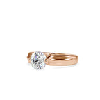 SKU: 0135 (14K) Fancy Petal Shank Round Diamond Engagment Ring in Rose Gold.