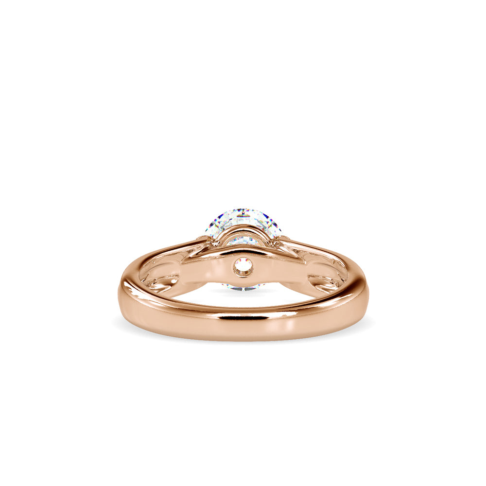 SKU: 0135 (14K) Fancy Petal Shank Round Diamond Engagment Ring in Rose Gold.