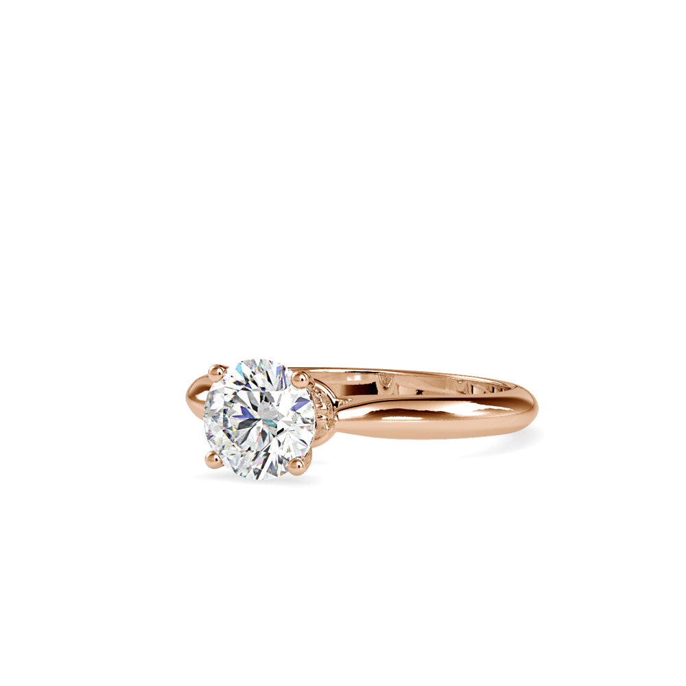 SKU: 0136 (10K) Fancy Lotus petal-Setting Engagment Ring in Rose Gold.